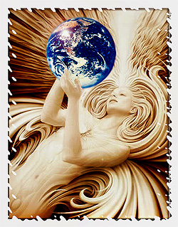 Woman holding Earth